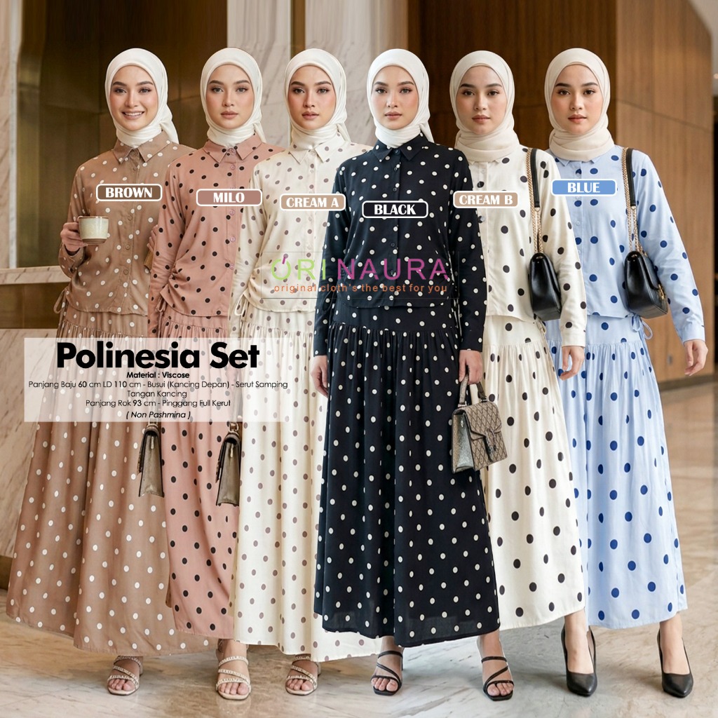 Setelan Polka Polinesia Set//Polka Set Ori Naura