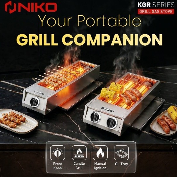 Niko Kompor Gas Pemanggang KGR 1B & KGR 2B Kompor Grill BBQ Stainless Steel