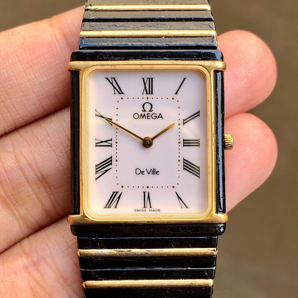 Vintage Omega De Ville Tank Quartz Black-Gold