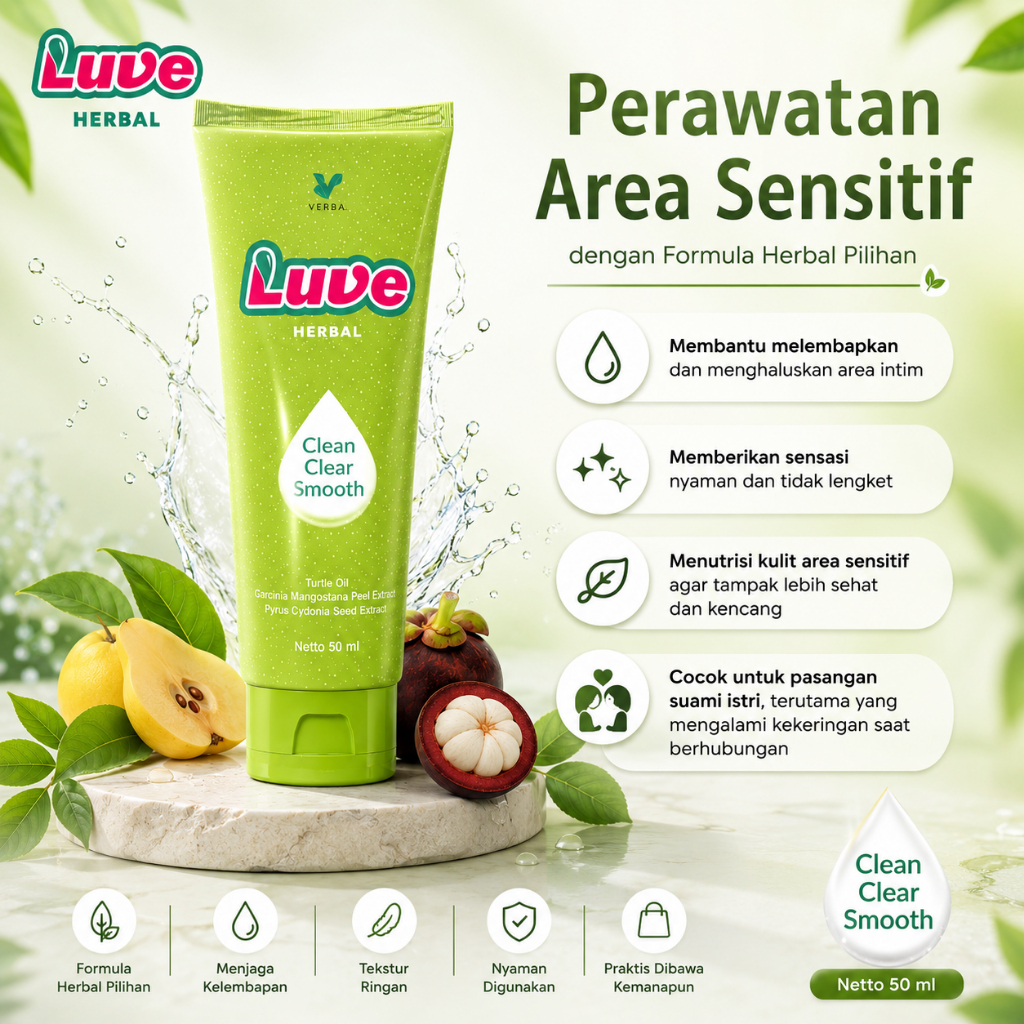 VERBA LUVE HERBAL Gel Perawatan Kewanitaan 50ml | Menjaga Kelembapan & Kenyamanan Kulit Area Feminin