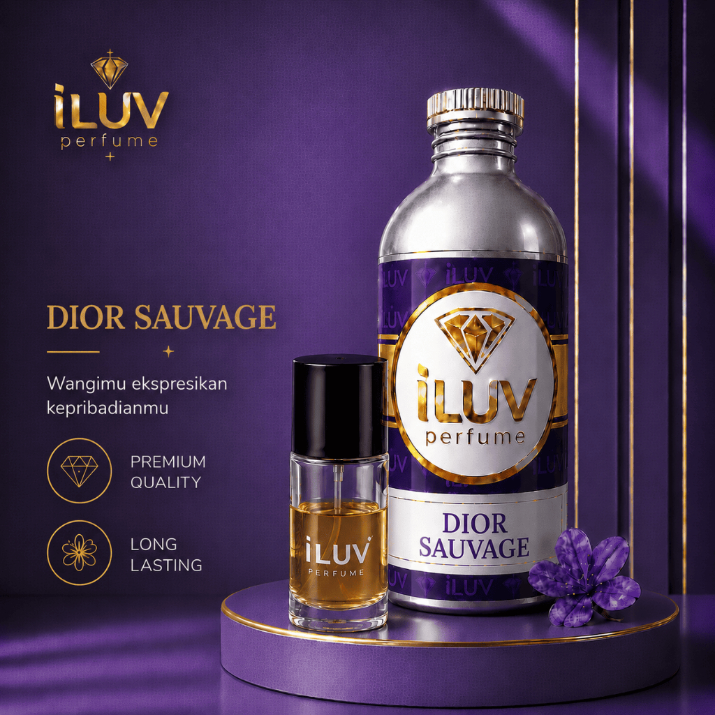 iLUV Perfume Dior Sauvage  Botol Perak Premium Quality Long Lasting Ungu Emas
