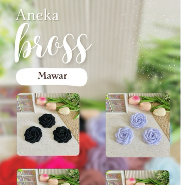 1pcs BROSS BUNGA MAWAR KAIN DIAMOND CREP SIZE 6cm / BROSS HANDMADE BROSS HIJAB / BUNGA MAWAR KAIN
