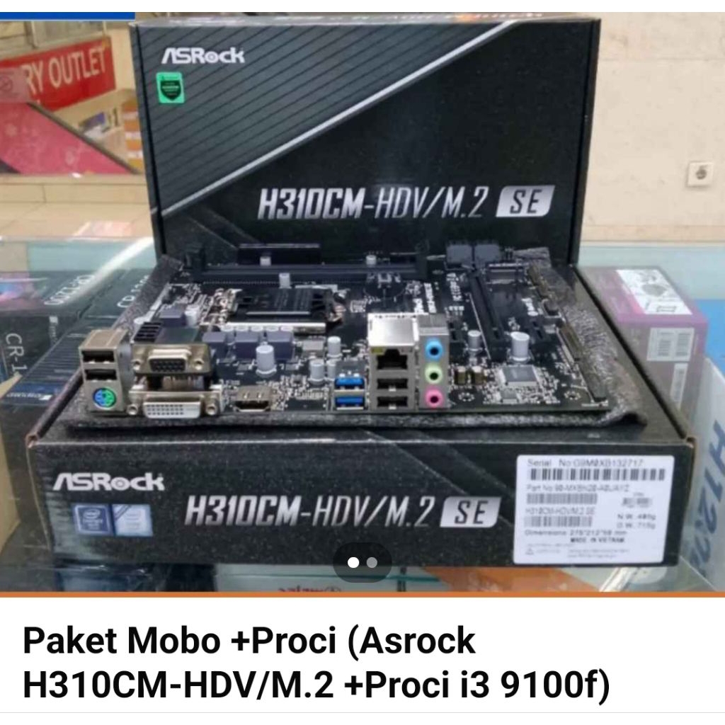Paket Mobo +Proci (Asrock H310CM-HDV/M.2 +Proci i3 9100f)