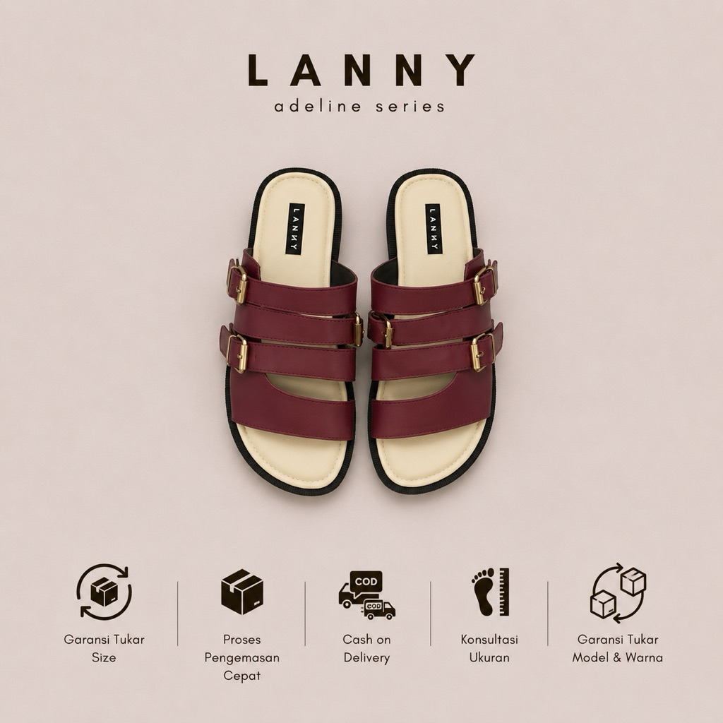 Lanny - Adeline Series Sandal Wanita (Maroon)