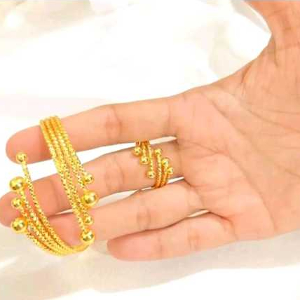 GELANG TITANIUM ULIR BANDUL FREE CINCIN UNTUK KULIT SENSITIF EMAS PERHIASAN CANTIK ANTIKARAT