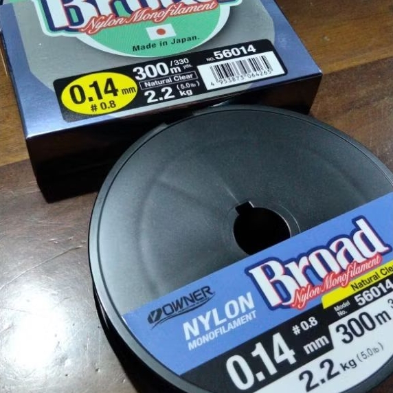 Senar Terbaru Owner Broad 0.14mm 300m Nylon Natural Clear