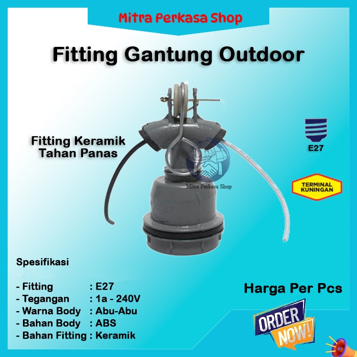 Fitting Gantung Lampu Jalan Fitting Besi Keramik Outdoor Fitting Keramik WD E-27 Fitting Gantung Mer