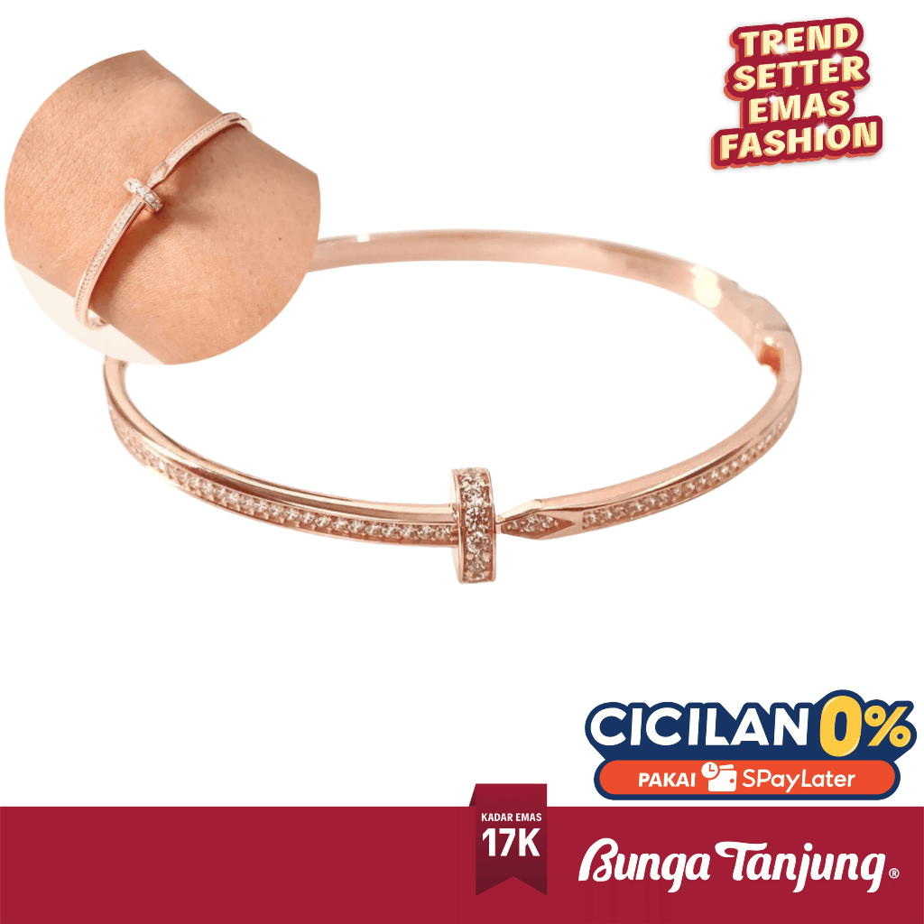 GELANG BANGLE TINJU PAKU - EMAS 17K - BUNGA TANJUNG GOLD
