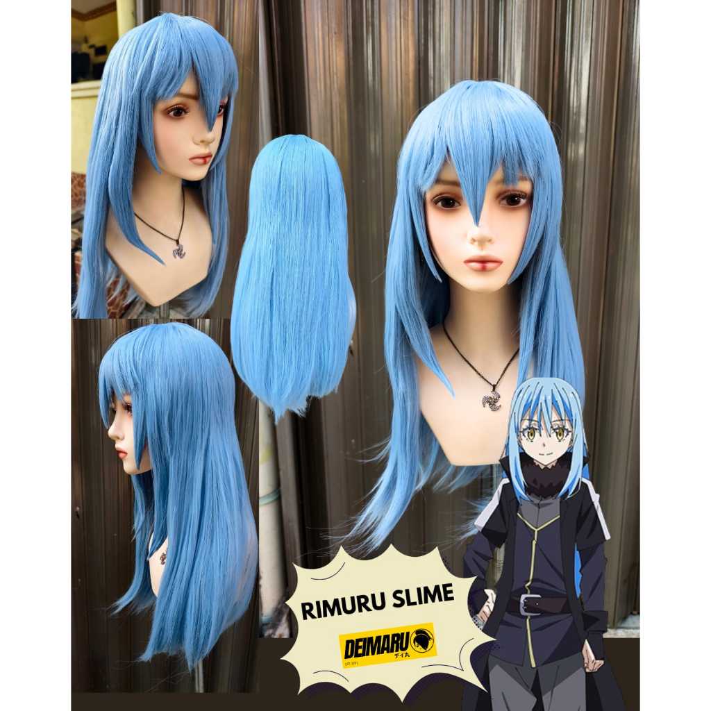 Rambut Kostum Wig Rimuru Tempest - Tensei Shitara Slime Datta Ken Rambut Palsu Wig Cosplay Rimuru Te