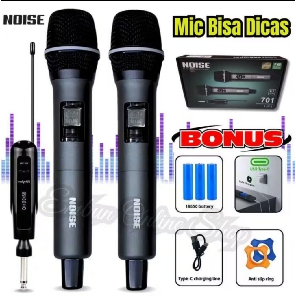 Microphone Double Wireless Karaoke Noise 701/Mik Double Karaoke/Mik Wireless Karaoke Noise 701