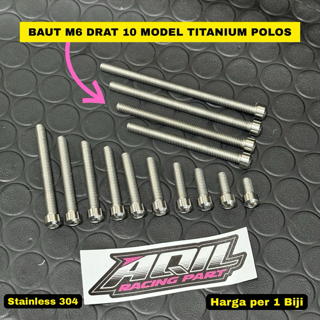Baut M6 Drat 10 Model Titanium Polos Costum Stainless 304