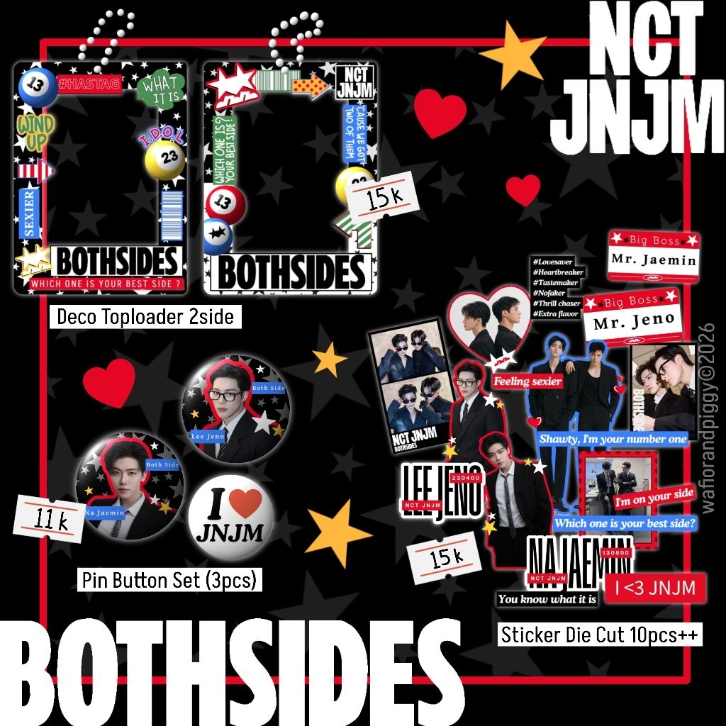 Wafior and Piggy - Deco Toploader 2 side | Pin Button | Sticker Jeno Jaemin Both Side