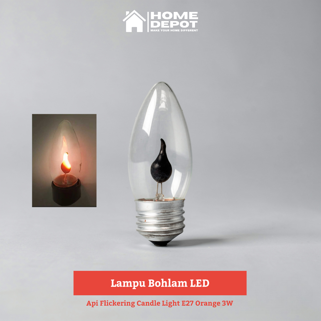 Lampu Bohlam Lilin LED Candle Light E27 Orange 3W