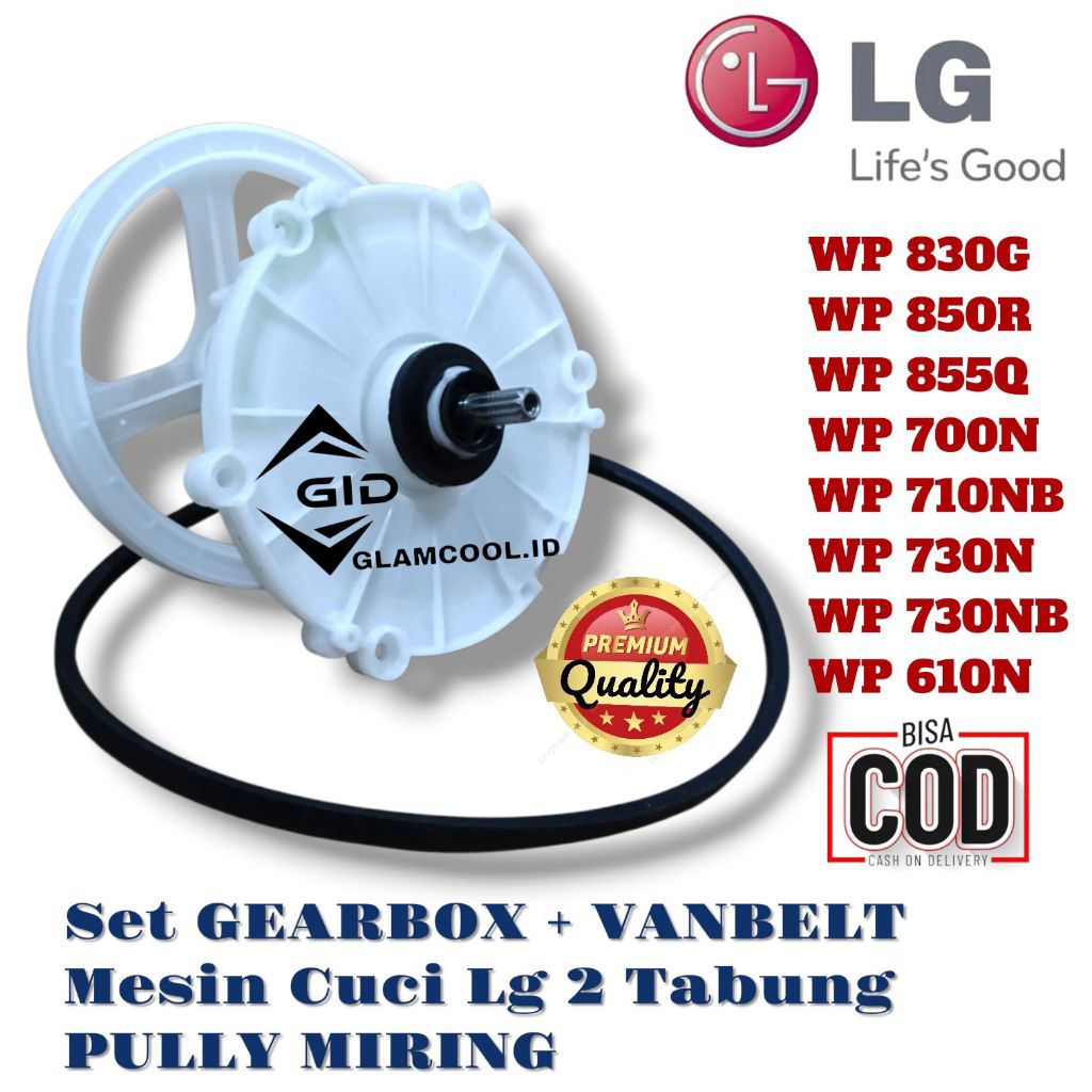 SET GEARBOX + PANBELT MESIN CUCI LG 2 TABUNG PULLY MIRING WP710NB