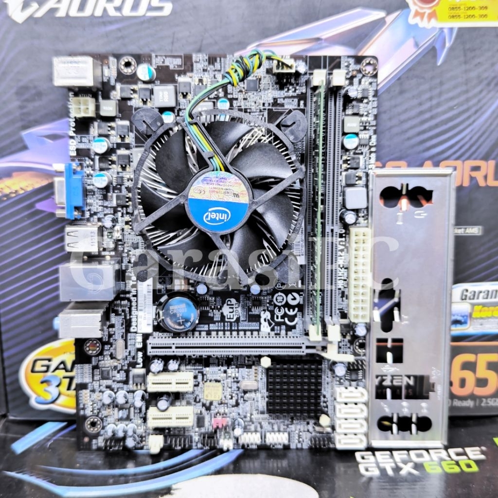 PAKET Motherboard ECS H61 Processor Intel Core i3-2100 RAM 4GB DDr3 Socket LGA 1155