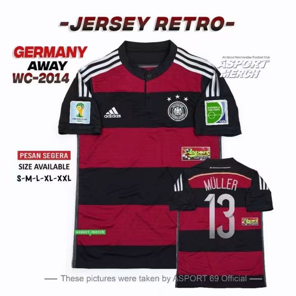 RETRO JERMAN AWAY WORLD CUP 2014 GERMANY AWAY 14 RETRO
