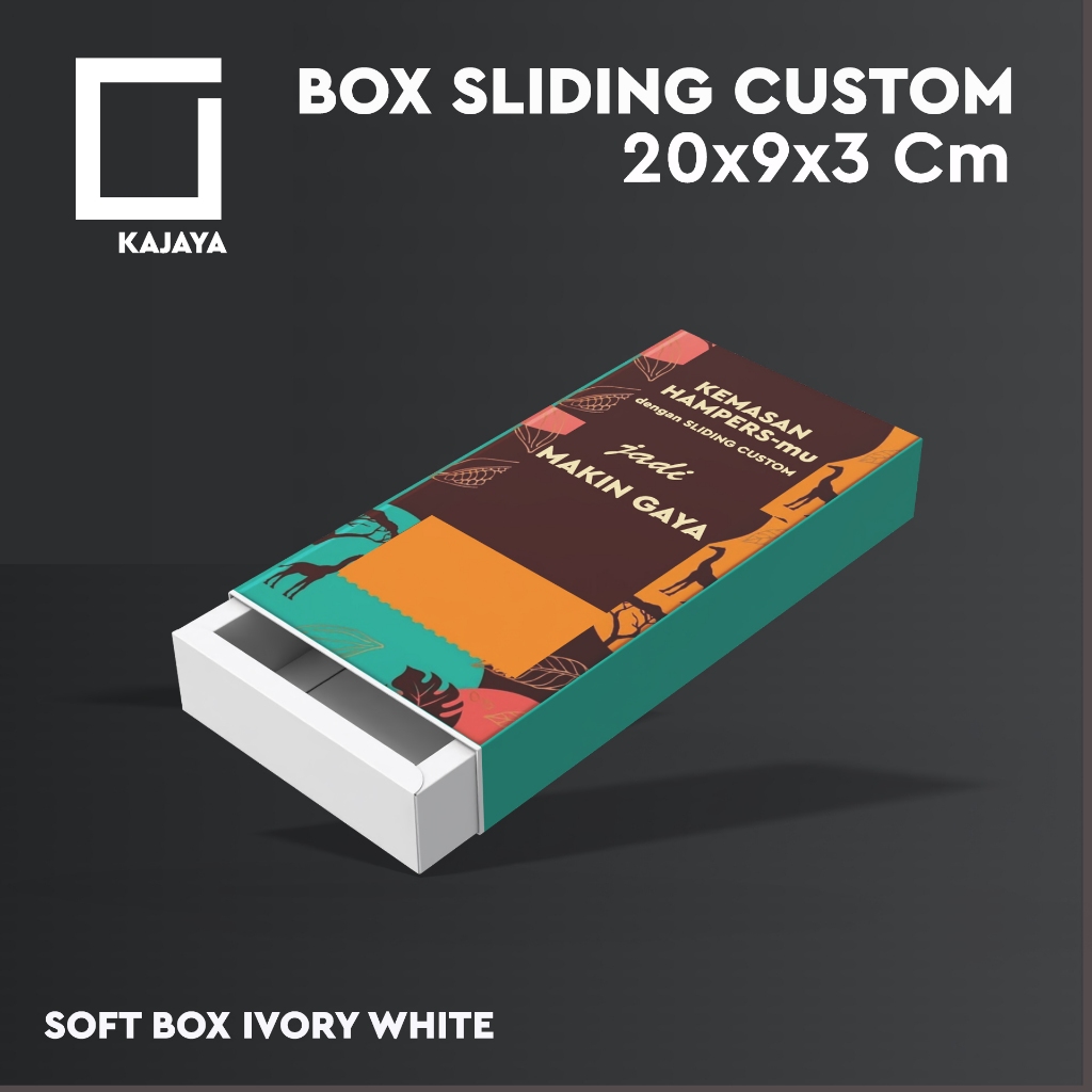Box Sliding Custom Desain 20x9x3 cm Kotak Cokelat Cookies Kemasan Gift Sabuk Kado Scarf Chocolate Pa