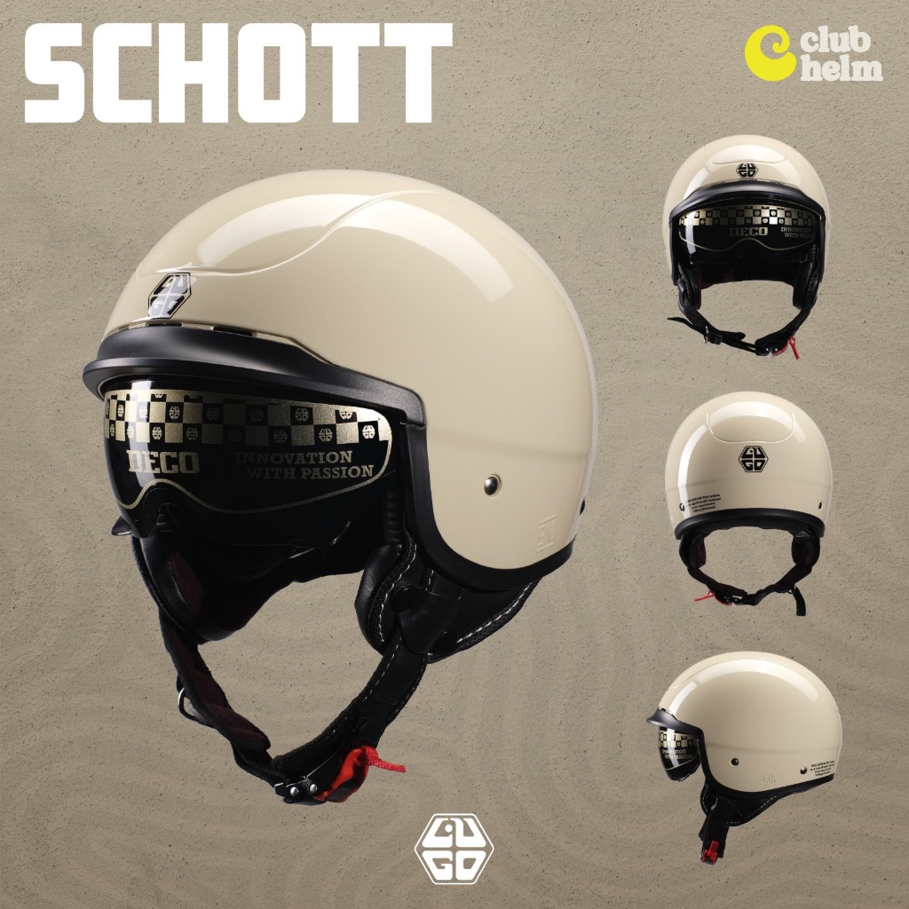 Helm Bogo Retro Dewasa Unisex Cowo Cewe Pria Wanita Classic LUGO SCHOTT - Motomart