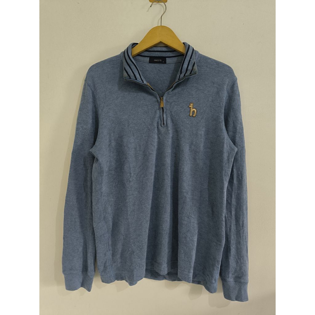 Sweater Quarterzip Halfzipper Hazzys Dusty Blue size M