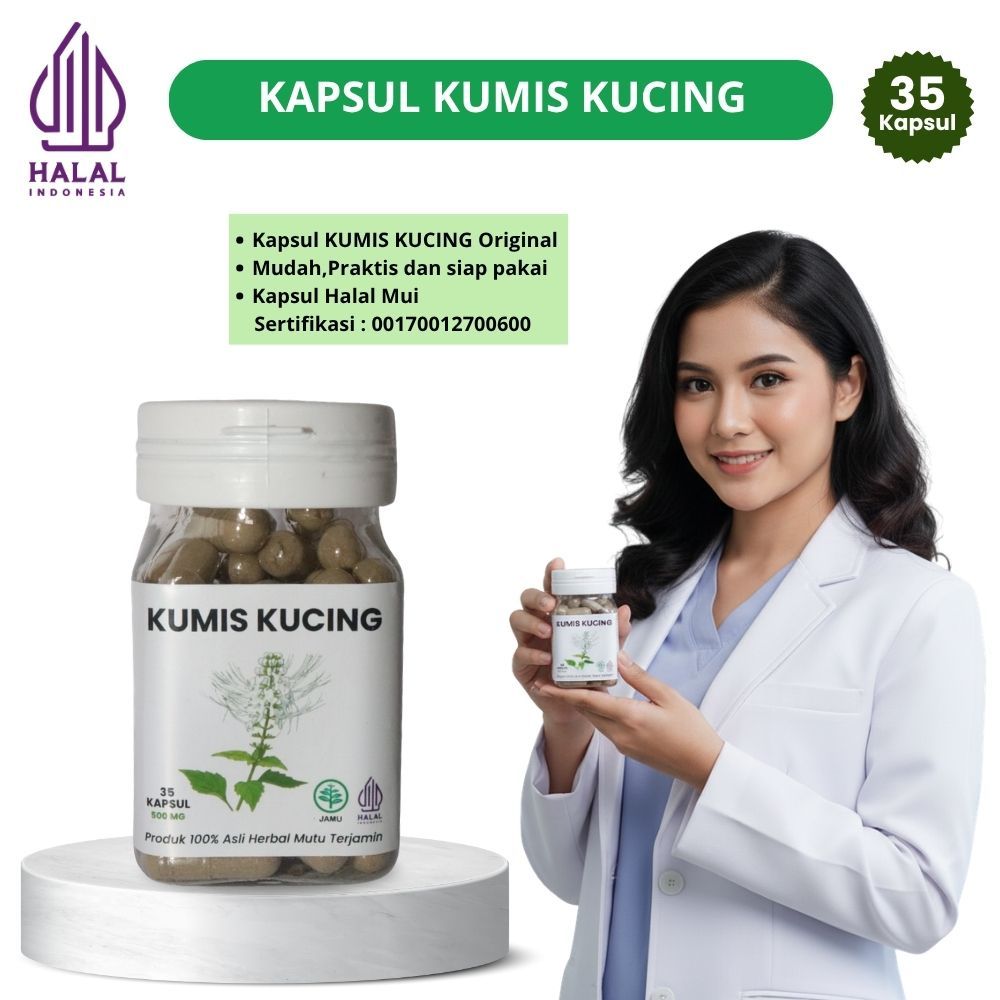 Kapsul Herbal Kumis Kucing Original Isi 35( ISK, Ginjal, Asam Urat )