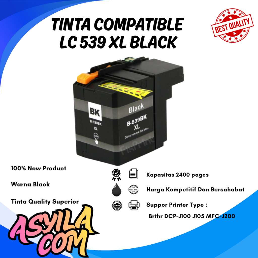 Tinta Catridge Compatible Brother LC539XL LC535XL LC535XL 1 Paket - LC539XL BK