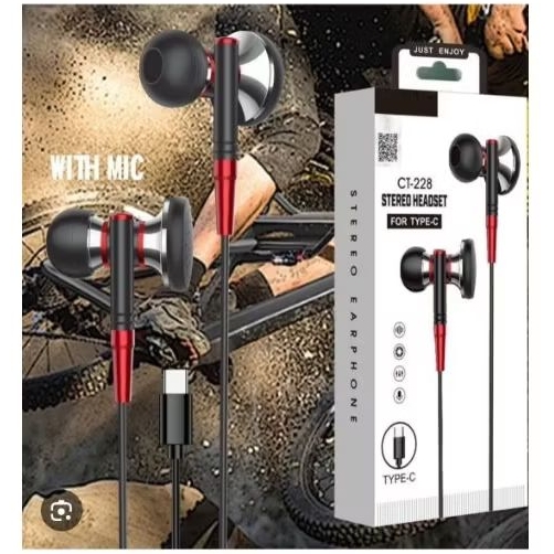 Headset/Handsfree Type-C SONY CT-228+Mic Stereo Headset Earphones Kabel Konektor Type-C