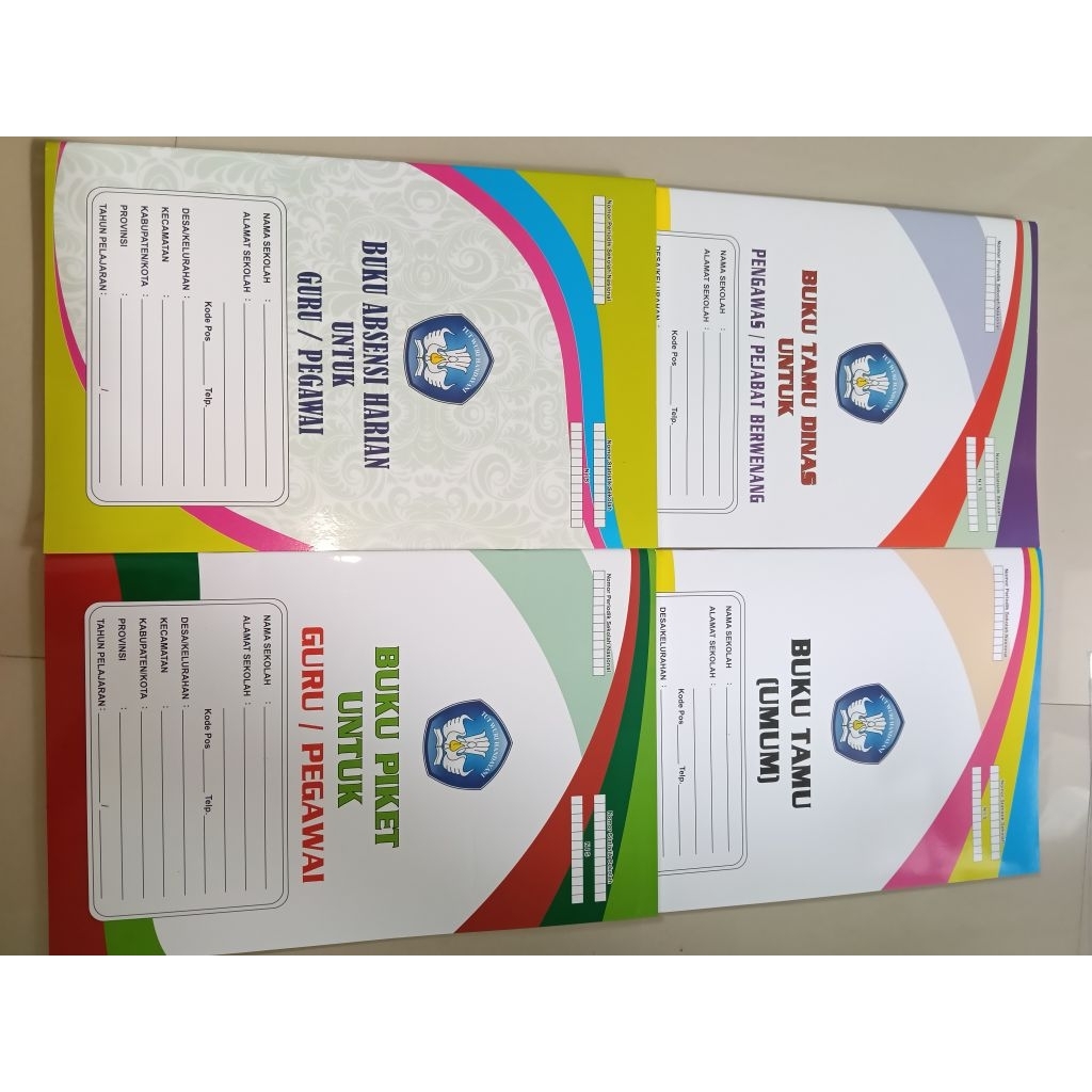 Buku paket administrasi isi 4 buku TAMU UMUM / TAMU DINAS / ABSEN HARIAN GURU/ PIKET GURU PEGAWAI