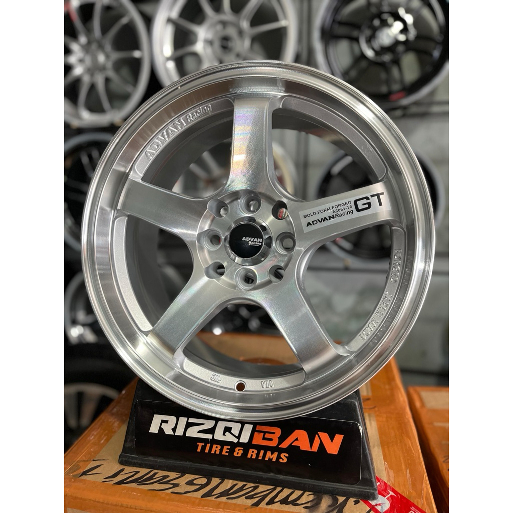 velg advan gt r16 full polish lebar 7 et40 kondisi baru