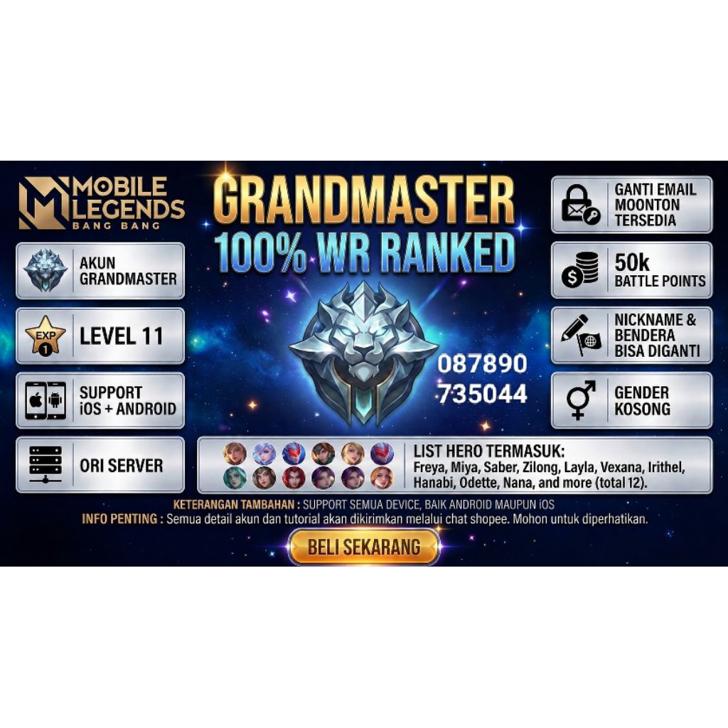 Akun MLBB Murah Winrate Ranked 100%