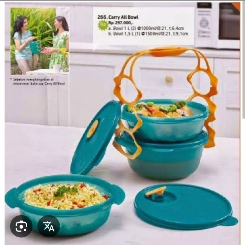 CARRY ALL BOWL TUPPERWARE 3 SUSUN RANTANG BULAT 1.5L DAN 1L
