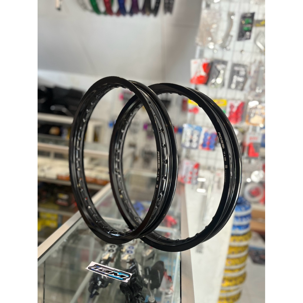 SEPASANG VELEK VELG ROSSI HITAM GLOSSY RING 17 140/160 140/140 160/160,SEPASANG VELEK VELG ROSSI RIN