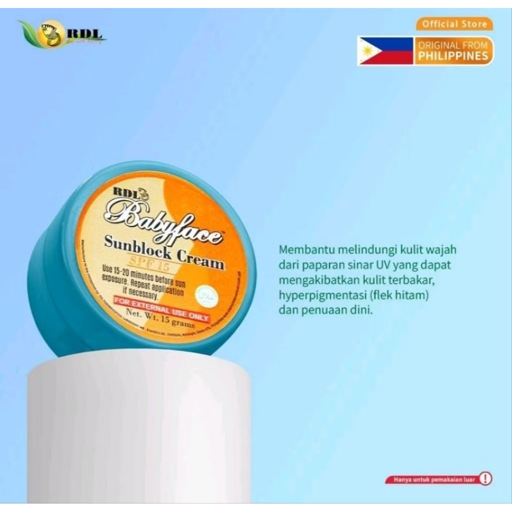 RDL sunblock cream SPF 15 sunscreen
