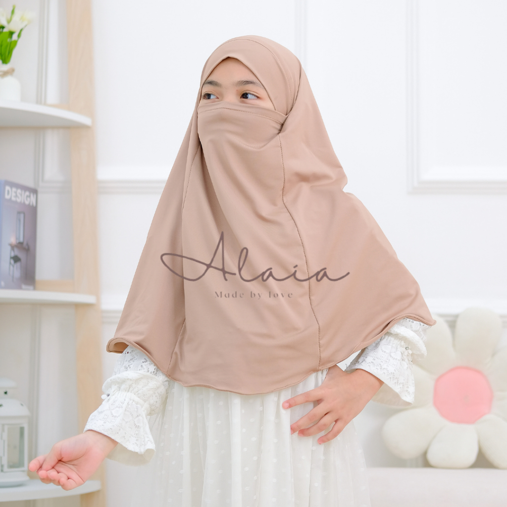 ALAIA.DAILY - Hijab French Khimar Niqob Anak Remaja Jersey Premium I Hijab Cadar Anak I French Khima