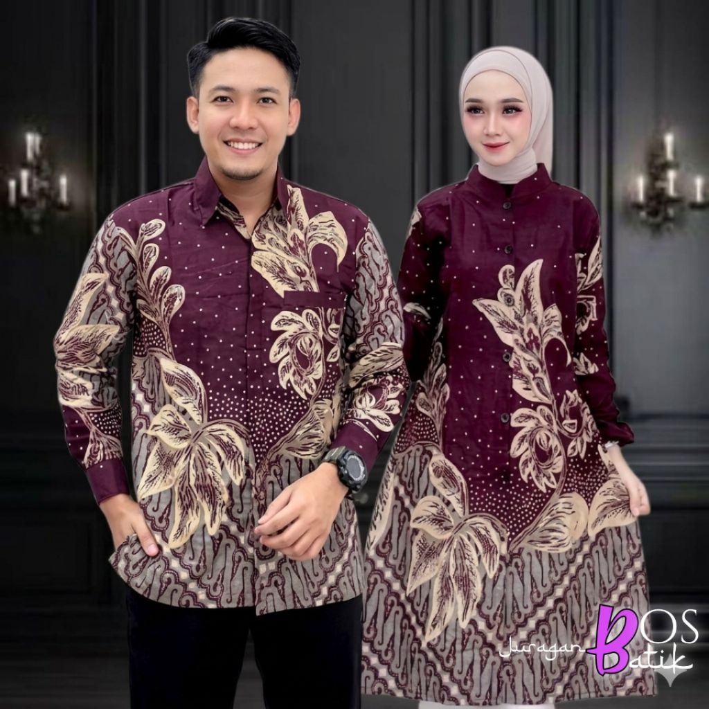 Batik Couple Pasangan Terbaru Warna Merah Maroon Maron Marun | Tunik Batik Terbaru Modern KEKINIAN