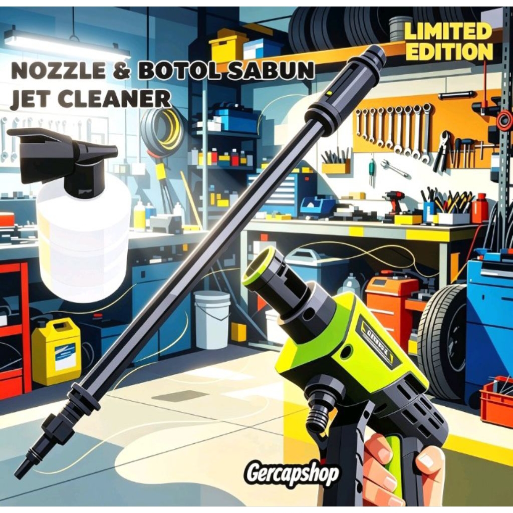 Botol Sabun Jet Cleaner Baterai + Nozzle Foam Lance | Snow Foam Semprotan Air Jet Cleaner Cuci Motor