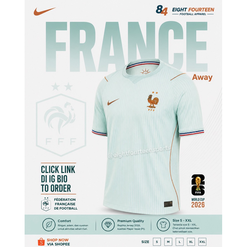 (PLAYER ISSUE) Jersey France Prancis AWAY Piala Dunia World Cup 2026
