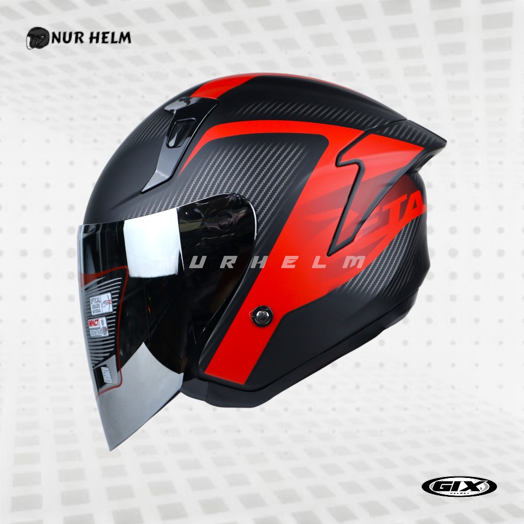 GIX Zeta Motif Neo Carbon - Black Doff - Helm Half Face