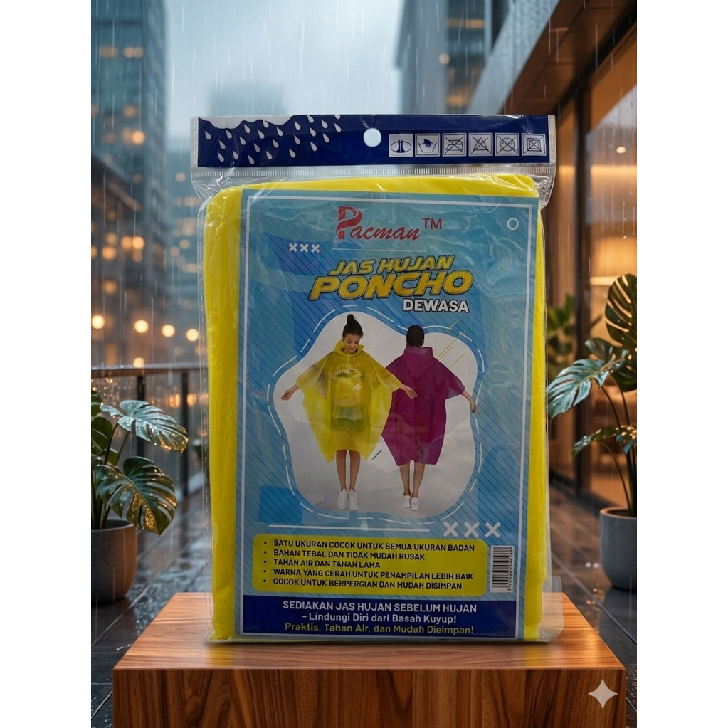 JAS HUJAN PONCHO PACMAN PONCHO DEWASA