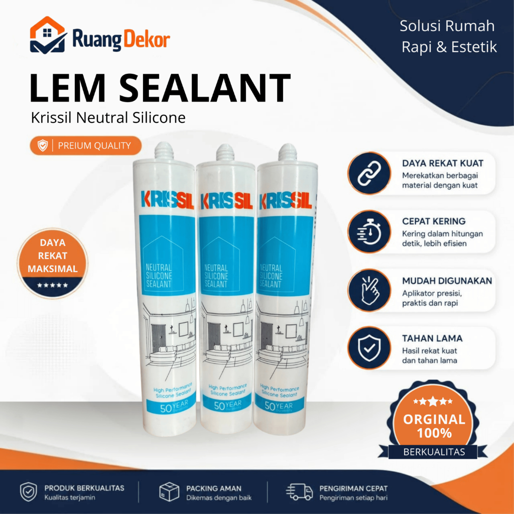 Lem Silent Kaca | LEM RELL WPC | PVC | Sealant Asam dan Netral