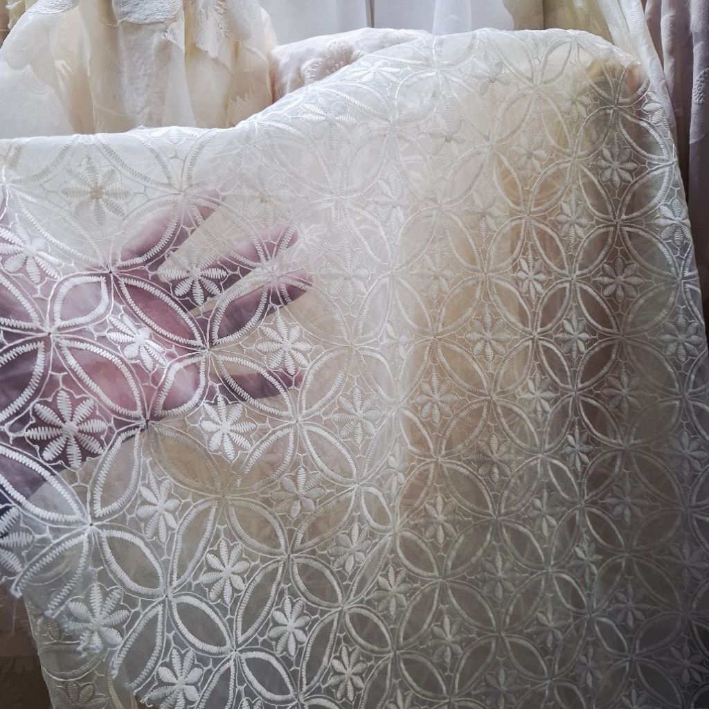 Kain Organza Motif Bordir Terbaru // kain kaca transparan