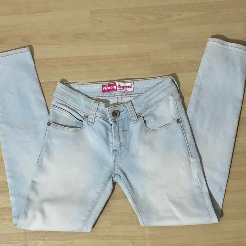 Ninety Degrees by Logo celana panjang skinny jeans low waist size S 27 stretch y2k sku 2095