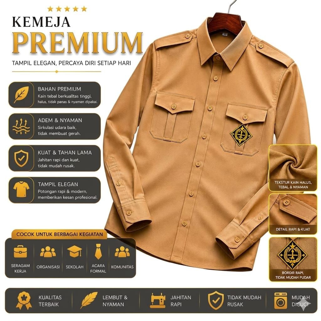 Kemeja Baju Pramuka SMA SMK Bahan Oxford Tebal