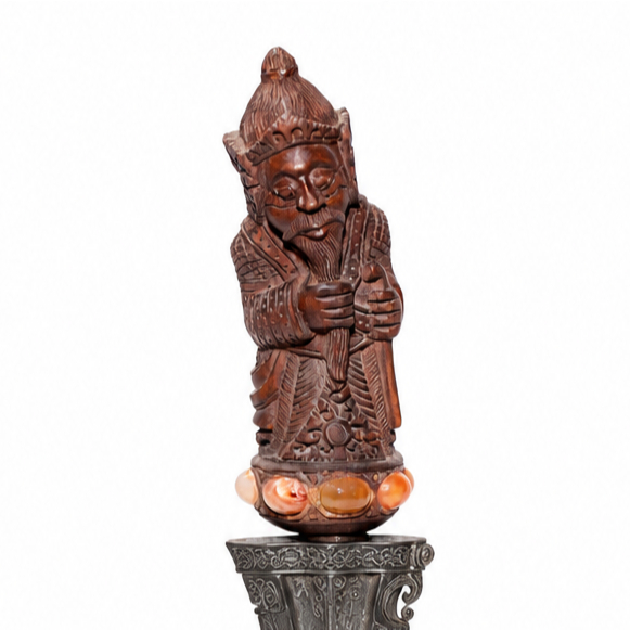 Ukiran deder Handle Keris bahan kayu ukuran 14x5 cm Bali Raja kayu Sawo robyong batu akik CPR770