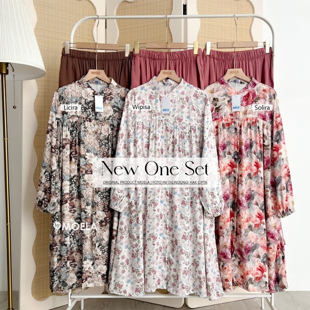LICIRA SET BY MOELA SET TUNIK MOTIF FLOWERY MIX KULOT POLOS