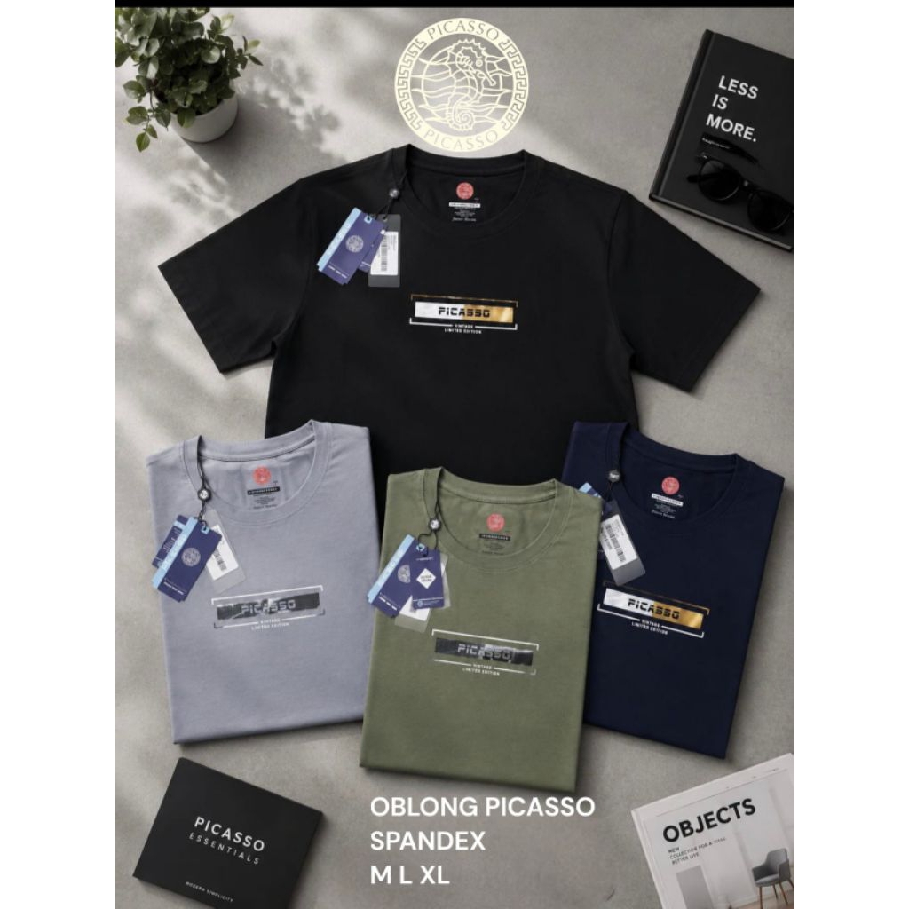 [PICASSO] Baju Kaos Oblong Pria Picasso Original 100% / Premium Bahan HALUS NYAMAN DI PAKAI