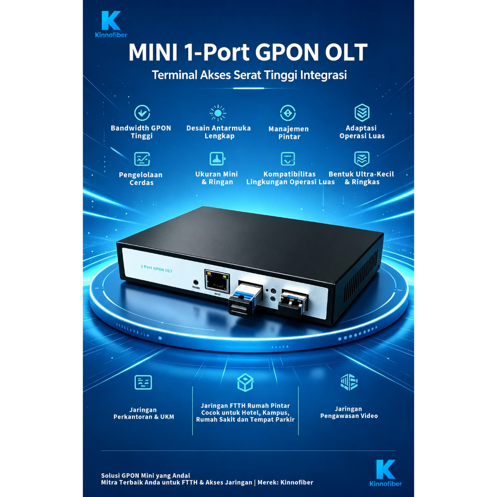 GPON OLT 1 Port / 2 Port Layer 2 Mini Peralatan Fiber Optik FTTH