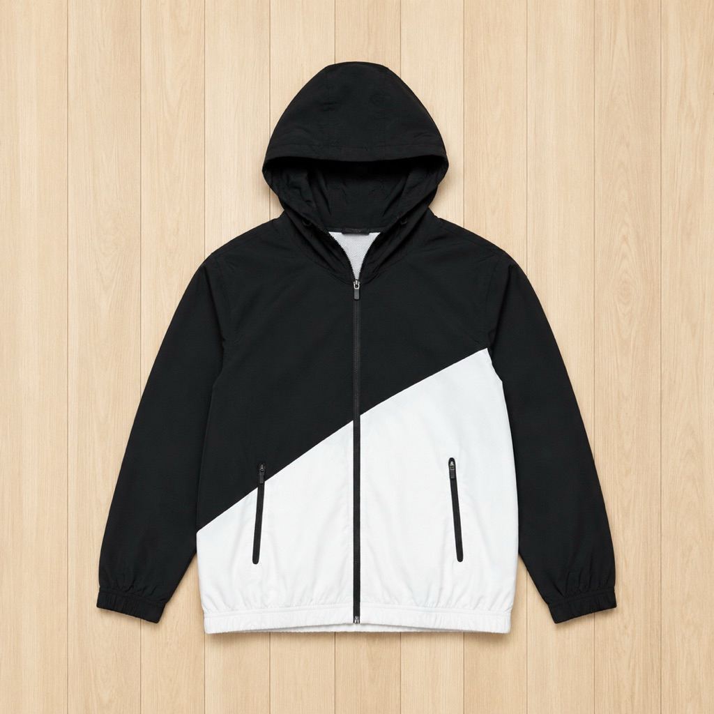 Jacket Running Hooded Topten Black/white Original