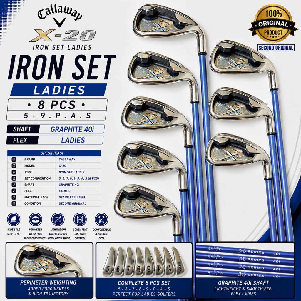 Stick Golf Iron Set Golf Ladies Callaway X-20 Shaft Graphite Flek Ladies Second Original