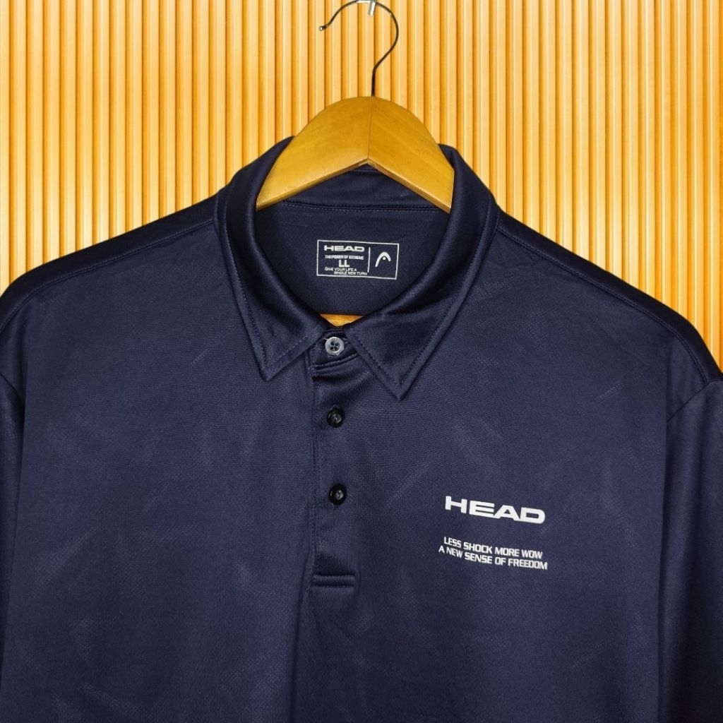 HEAD kaos kerah dryfit, kaos kerah olahraga pria
