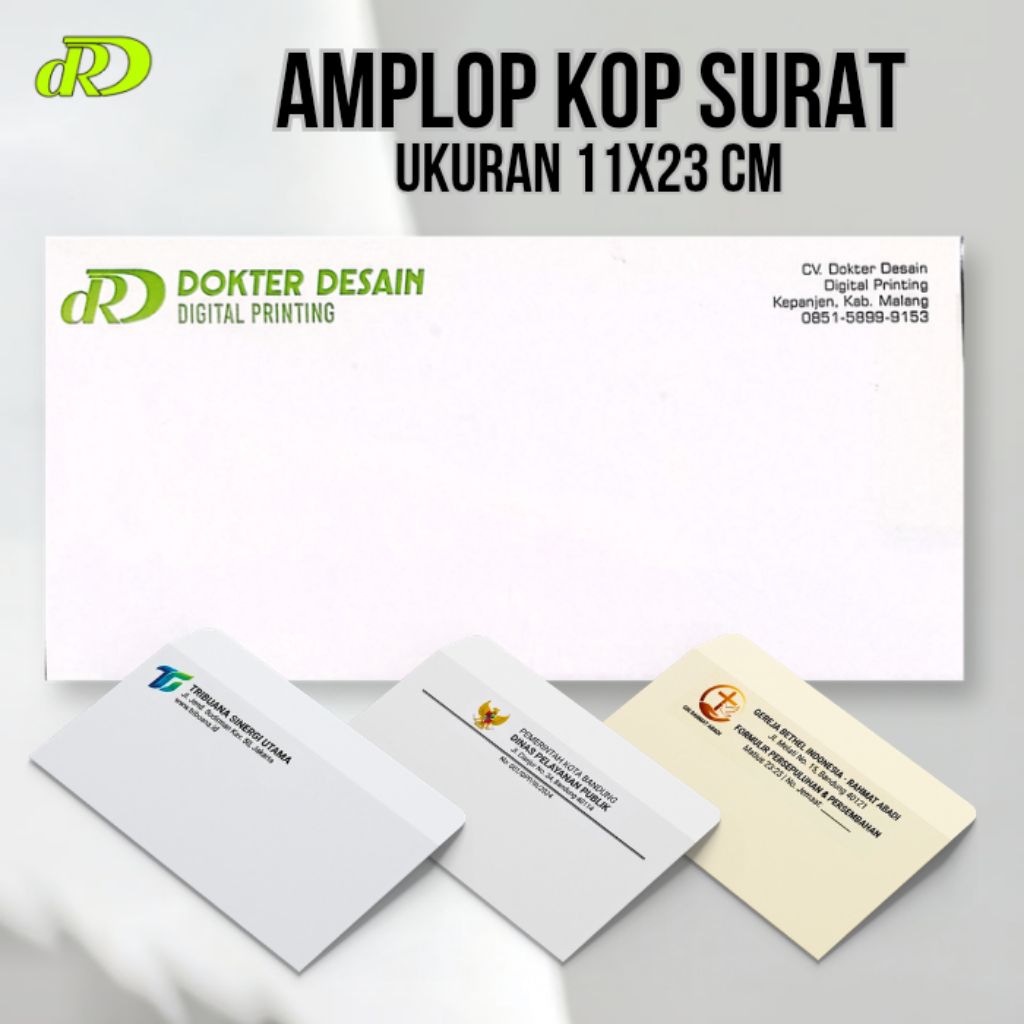 [100 PCS] CUSTOM AMPLOP KOP SURAT KANTOR, GEREJA, DLL. AMPLOP PAPERLINE 80GSM